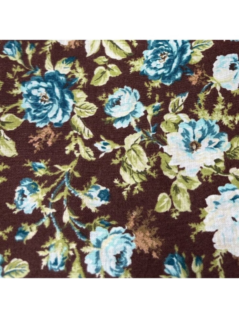 Floral Cotton Fabric Brown Blue Green Roses 35x44" Sewing Quilting Craft - Picture 6 of 11